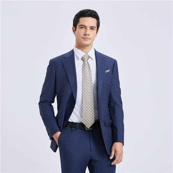 Plaid Tie and Pocket Square Set for Men Formal Wedding Business Necktie - Picture 3 of 7